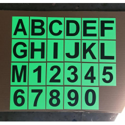 Lettres et chiffres phosphorescentes en PVC