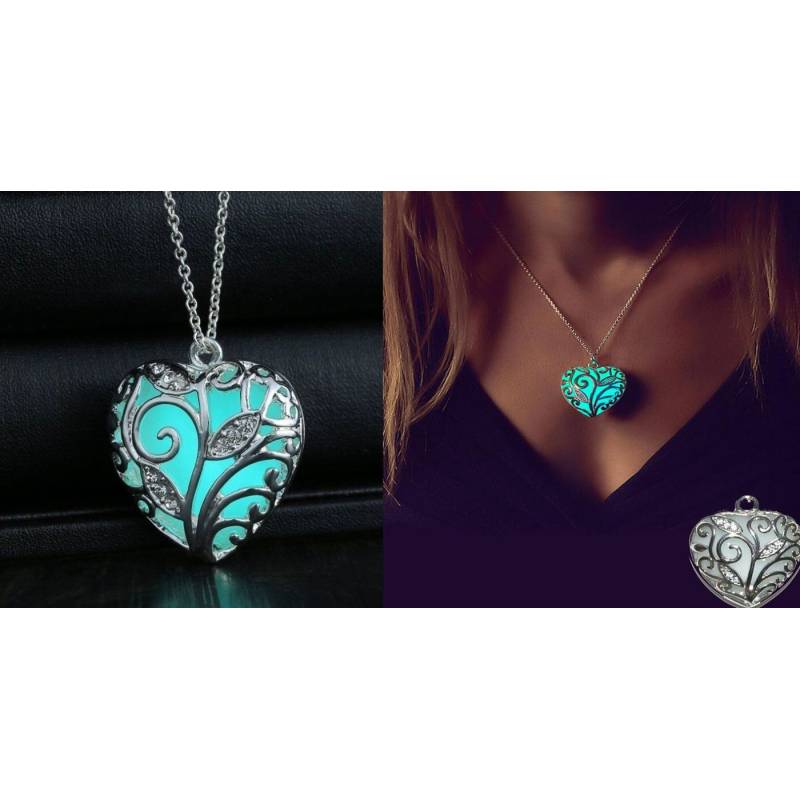 Collier photoluminescent avec cœur lumineux Collier photoluminescent avec cœur lumineux