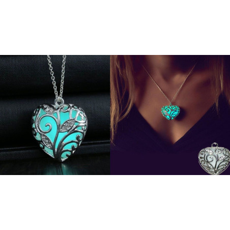 Collier photoluminescent avec cœur lumineux