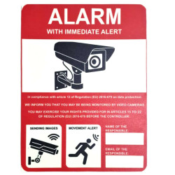 Panneau vidéo surveillance photoluminescent 20 x 26,7 cm