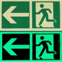 Sortie de secours photoluminescente GAUCHE 30cm