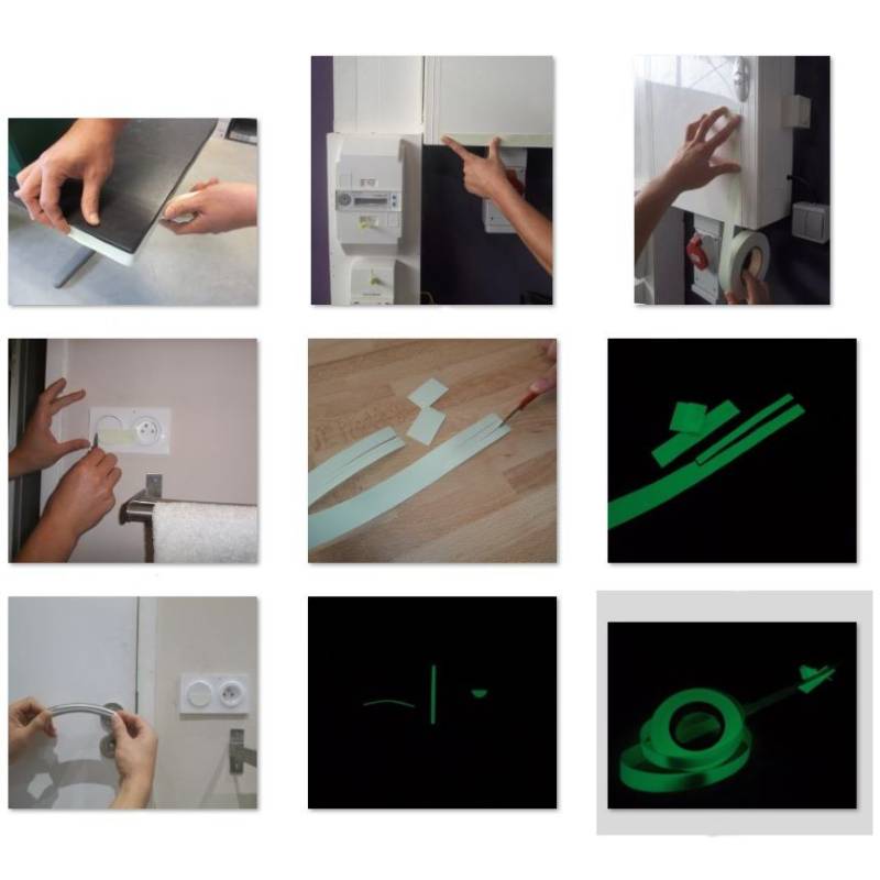 Ruban adhésif phosphorescent - Découpe au mètre Ruban adhésif phosphorescent - Découpe au mètre